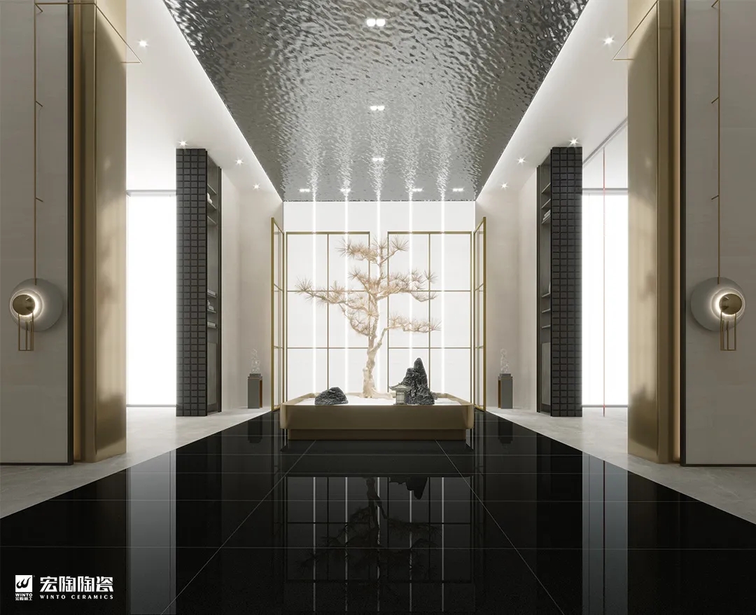 云顶集团750×1500mm星耀系列黑金砂瓷砖地砖效果图
