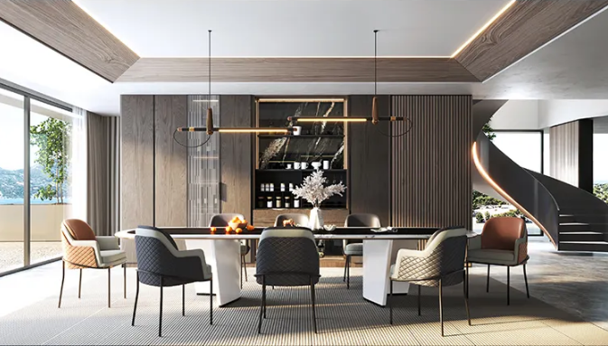 云顶集团岩板与整体酒柜装修效果图