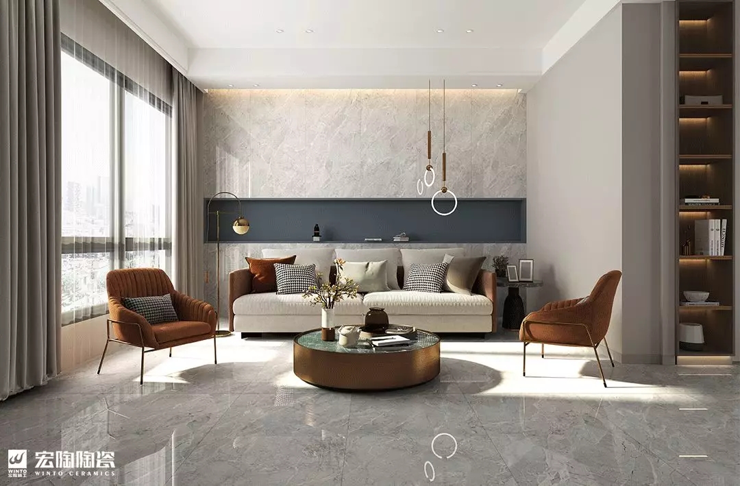 云顶集团卡地亚灰TPGM157040 瓷砖和地砖大理石纹理装修效果图