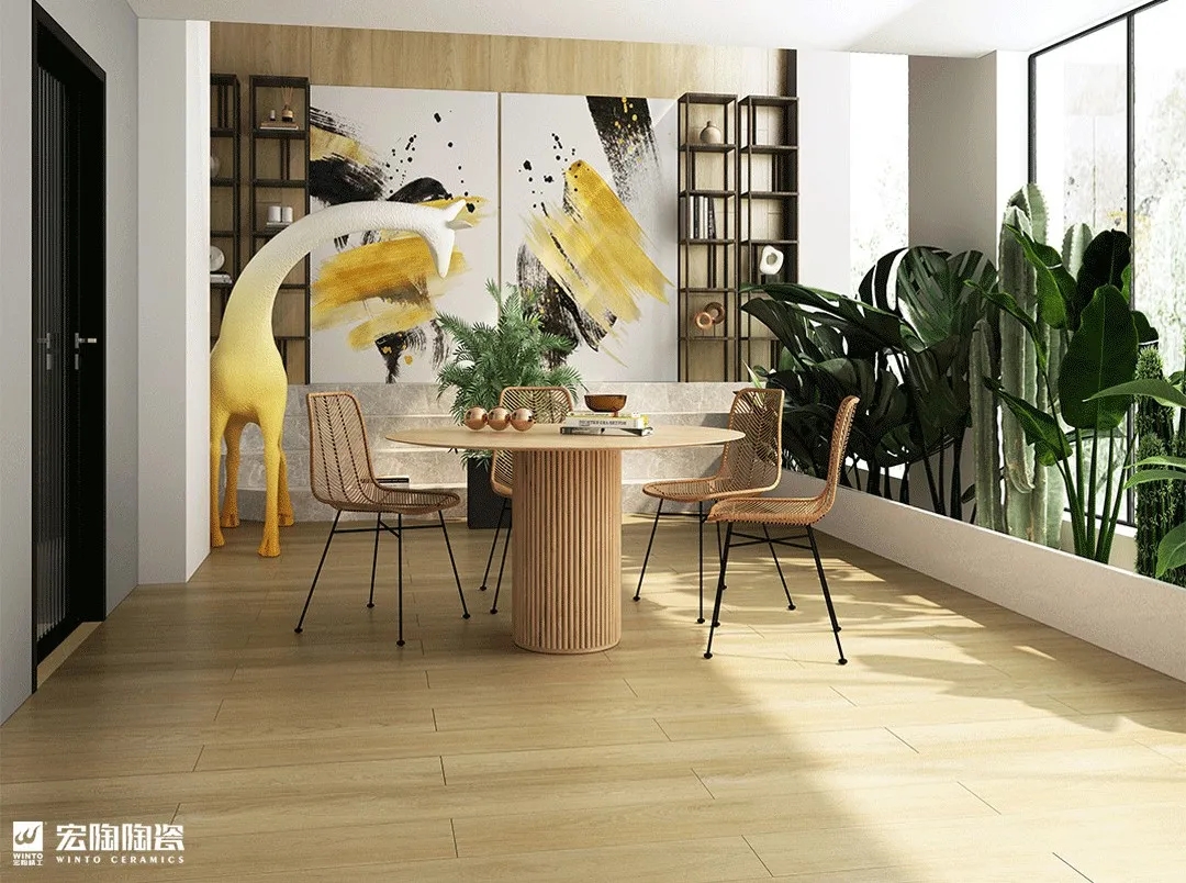 云顶集团黄金柳木TCB1220008瓷砖和地砖木质纹理装修效果图 