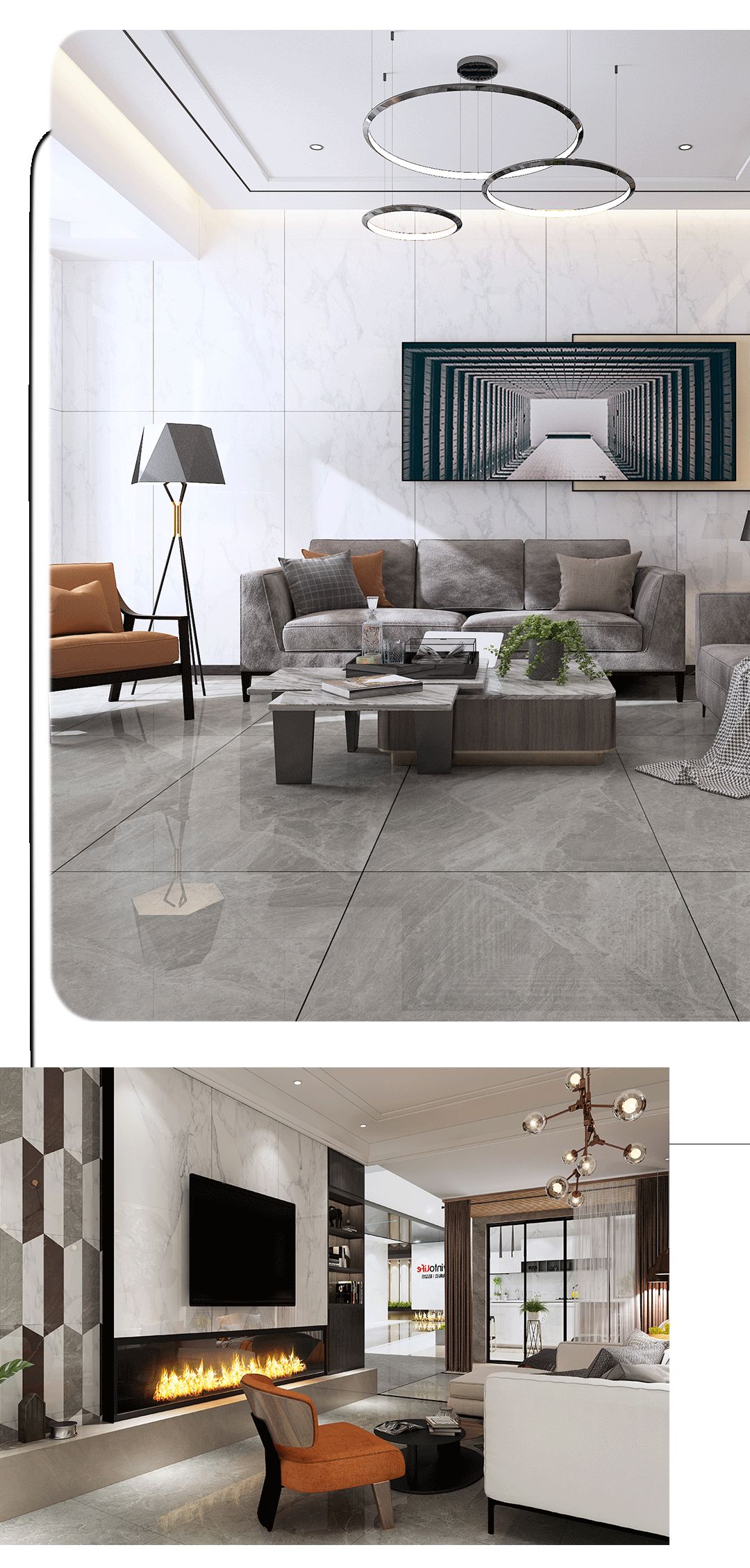 云顶集团900x1800mm陶瓷大板卡拉卡塔白装修效果图