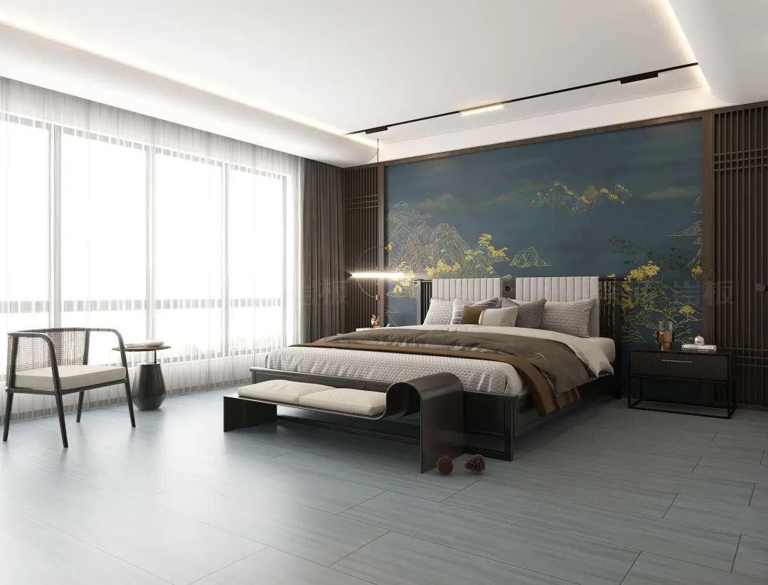云顶集团质感砖卧室效果图