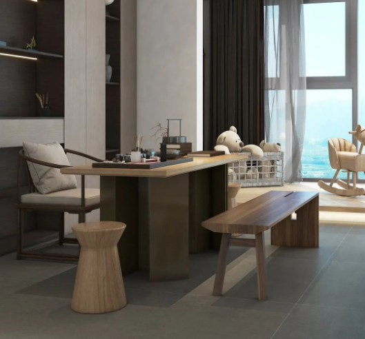 云顶集团质感砖清洁素雅的灰色肌理办公室效果图