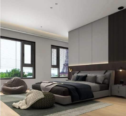 云顶集团质感砖卧室效果图