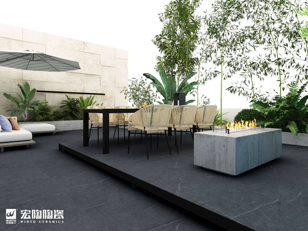 云顶集团防滑砖珀斯深灰装修效果图