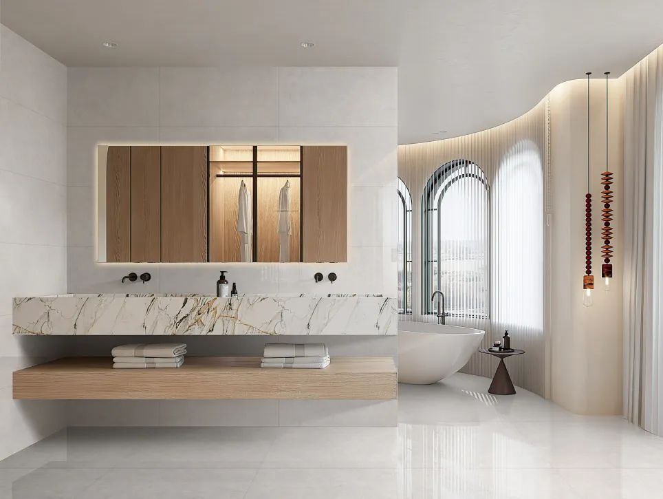 900X1800mm 路斯棕灰、白玉兰等系列云顶集团陶瓷大板装修效果图