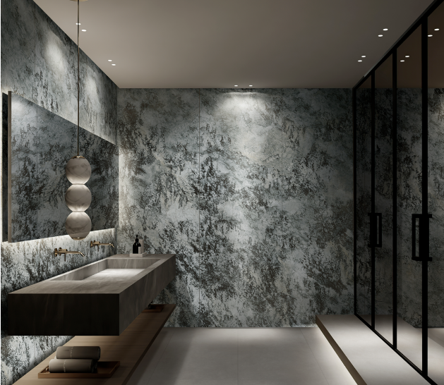 云顶集团质感砖洗手间装修效果图