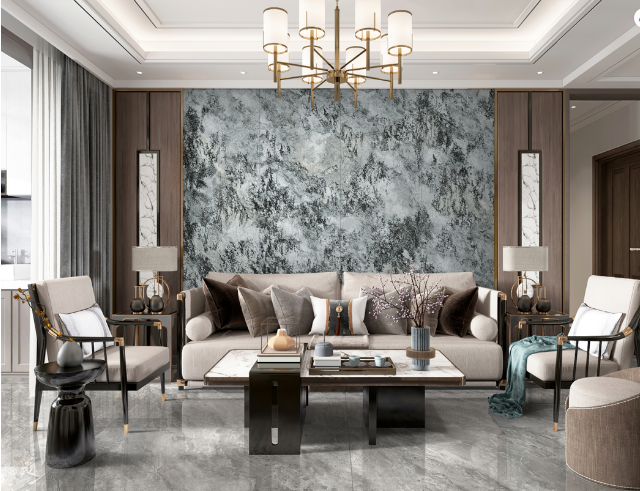 云顶集团质感砖客厅装修效果图