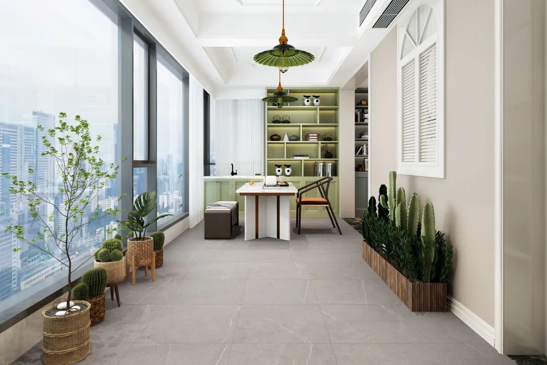 云顶集团地砖阳台改书房装修效果图