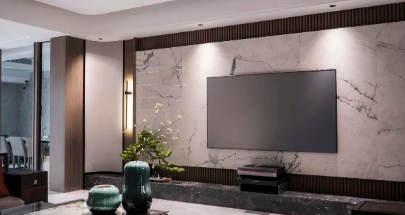 云顶集团陶瓷大板电视配景墙效果图